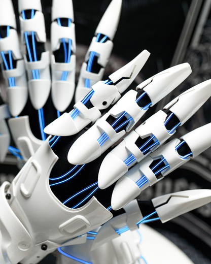 White Knight Cyberpunk Gloves &amp; Wrist Armor &amp; Mask (Sold Separately)
