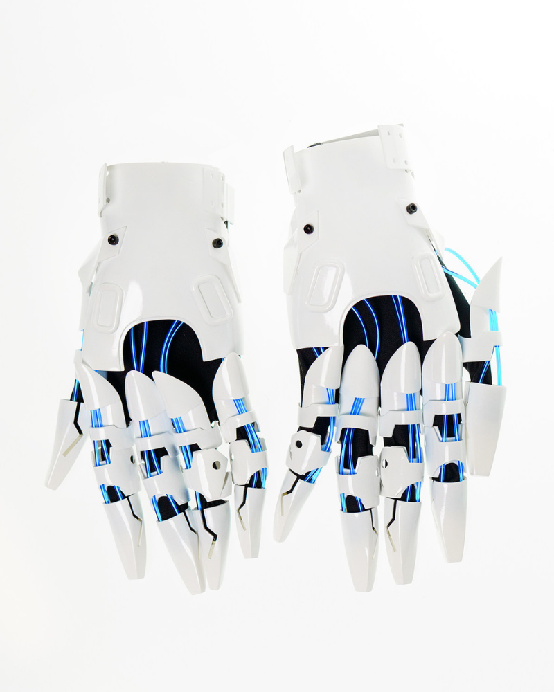White Knight Cyberpunk Gloves &amp; Wrist Armor &amp; Mask (Sold Separately)