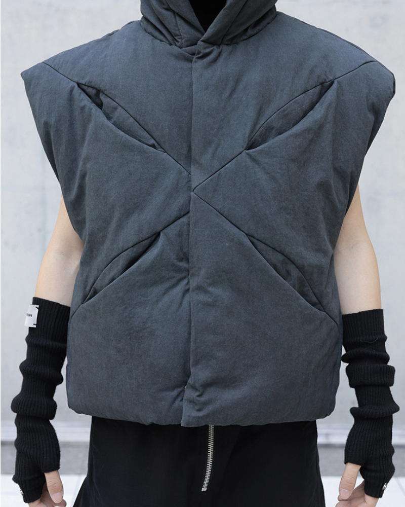 Winter Multi-Pocket Cotton Hooded Vest