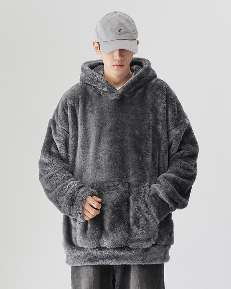 Winter Couples Style Slouchy Oversized Polar Fleece Hoodie