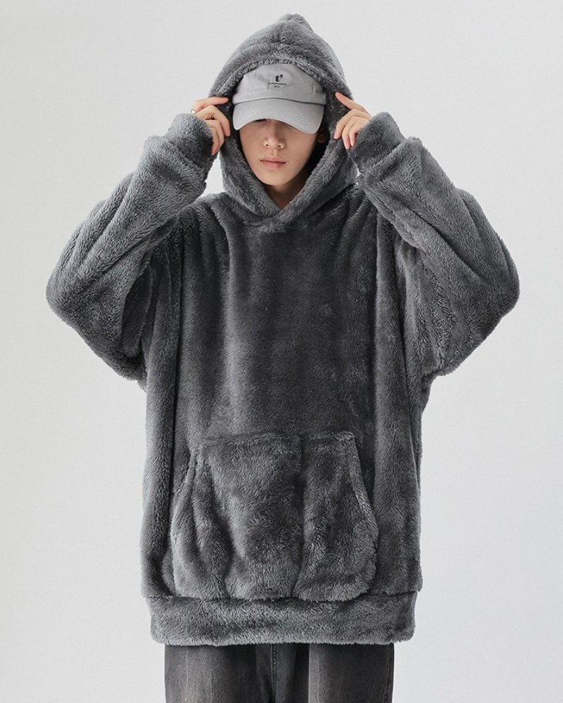 Winter Couples Style Slouchy Oversized Polar Fleece Hoodie