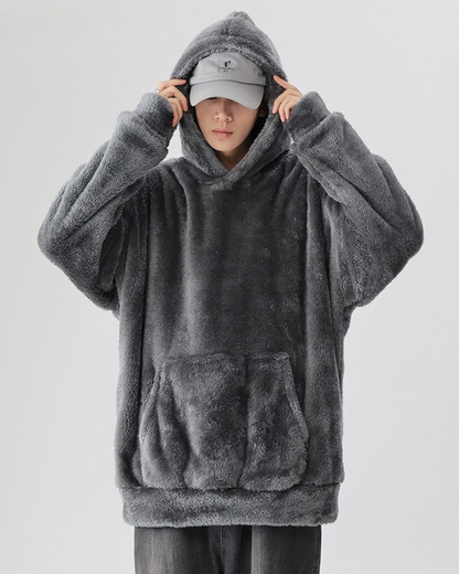 Winter Couples Style Slouchy Oversized Polar Fleece Hoodie