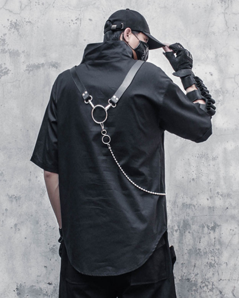 With Chain Function Japanese Techwear T-Shirt