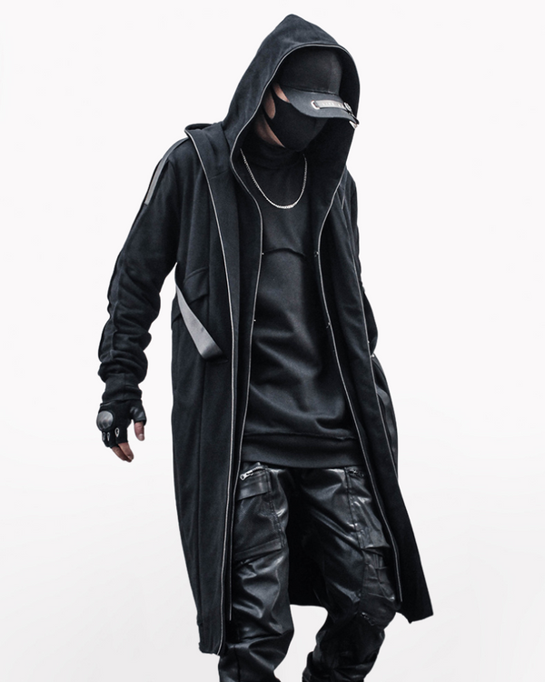 long coat,long black coat,Japanese techwear,techwear outfits,futuristic clothing,cyberpunk clothing,long coat,long black coat,black cloak,black cape,techwear jacket, tech jacket,cyberpunk jacket, cyberpunk techwear jacket, cyberpunk samurai jacket, samurai jacket cyberpunk,ninja costume,ninja halloween costume,samurai jacket,cyberpunk style jacket,techwear,tech wear,affordable techwear,techwear fashion
