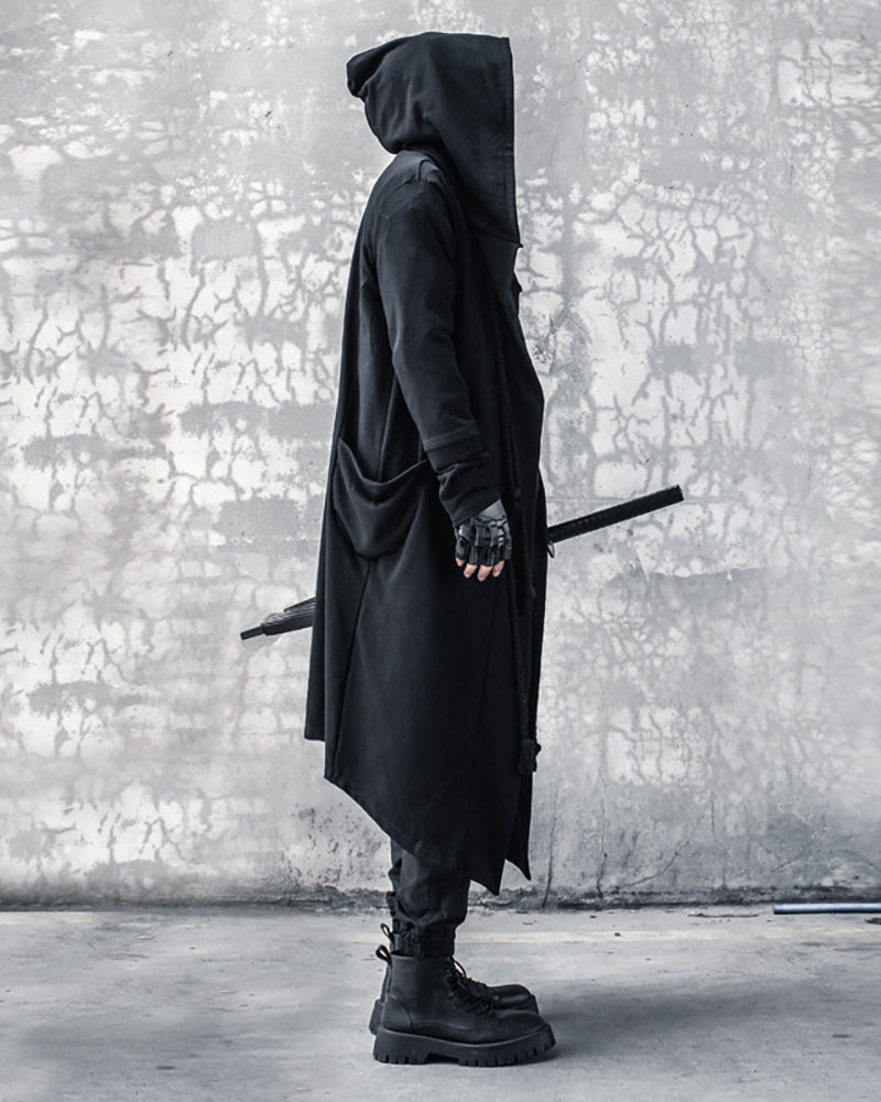 Wizard Gothic Drawstring Black Cape Coat