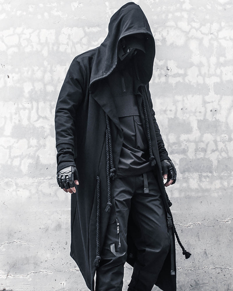 Black hooded cape coat online