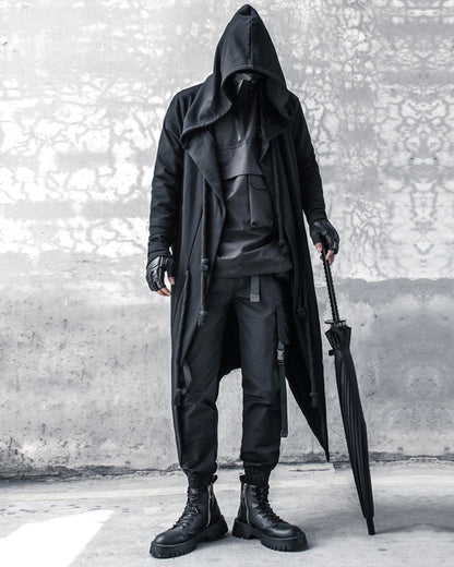 Wizard Gothic Drawstring Black Cape Coat