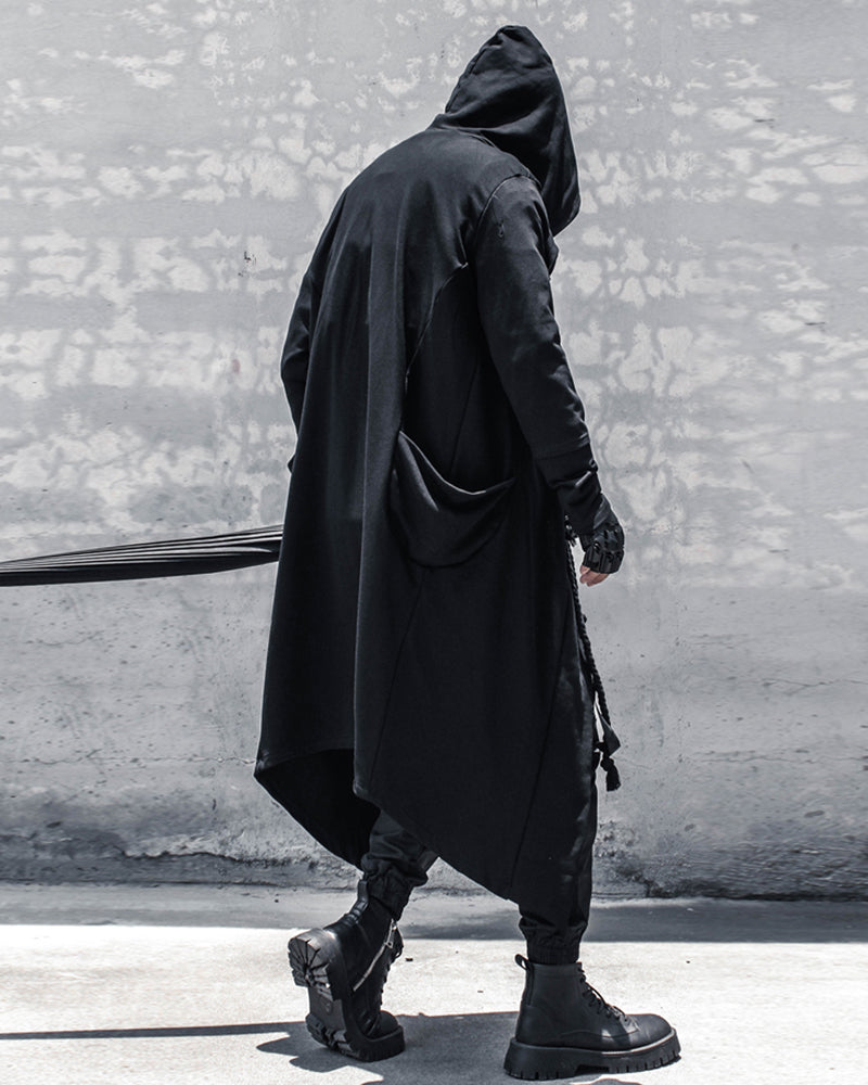 Wizard Gothic Drawstring Black Cape Coat