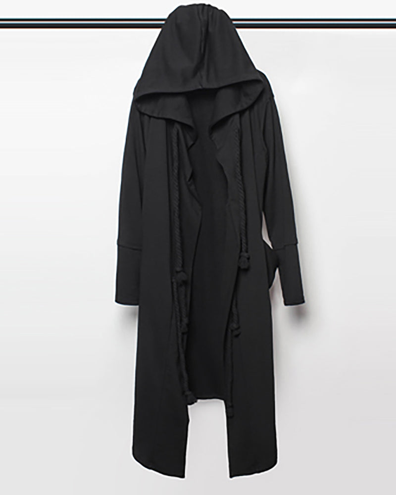 Wizard Gothic Drawstring Black Cape Coat