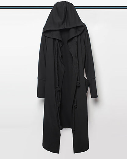 Wizard Gothic Drawstring Black Cape Coat