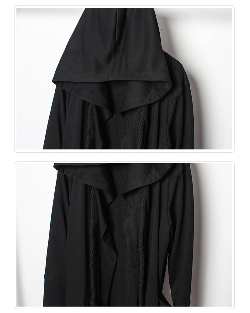 Wizard Gothic Drawstring Black Cape Coat
