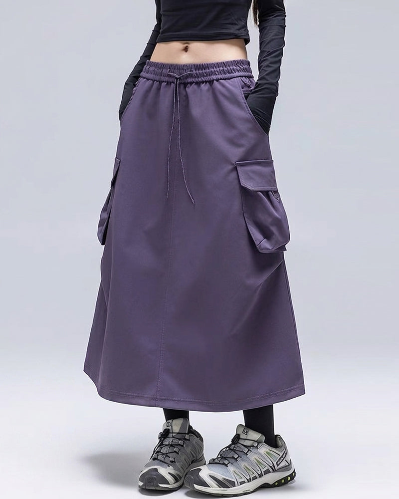 Womens Water-Resistant Cargo A-Line Skirt