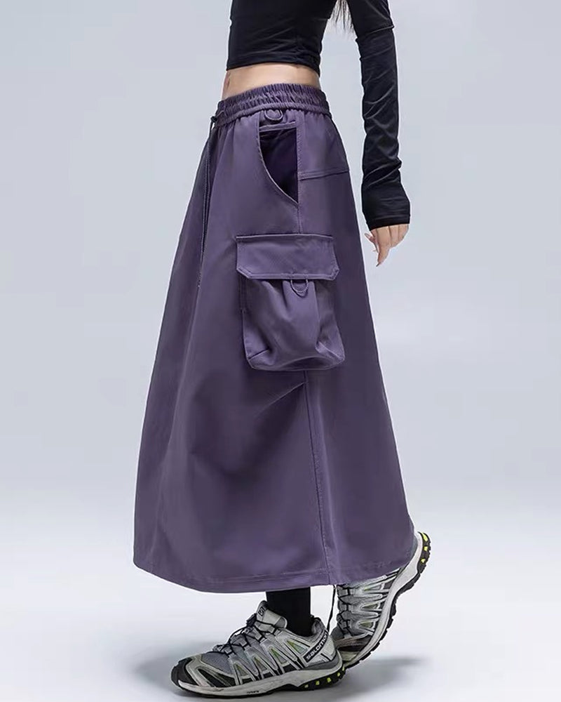Womens Water-Resistant Cargo A-Line Skirt
