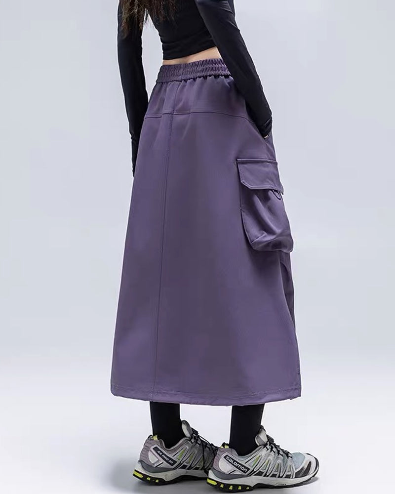 Womens Water-Resistant Cargo A-Line Skirt