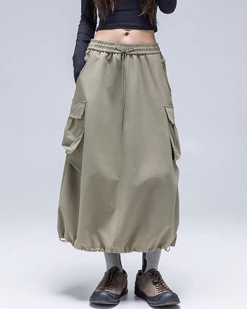 Womens Water-Resistant Cargo A-Line Skirt