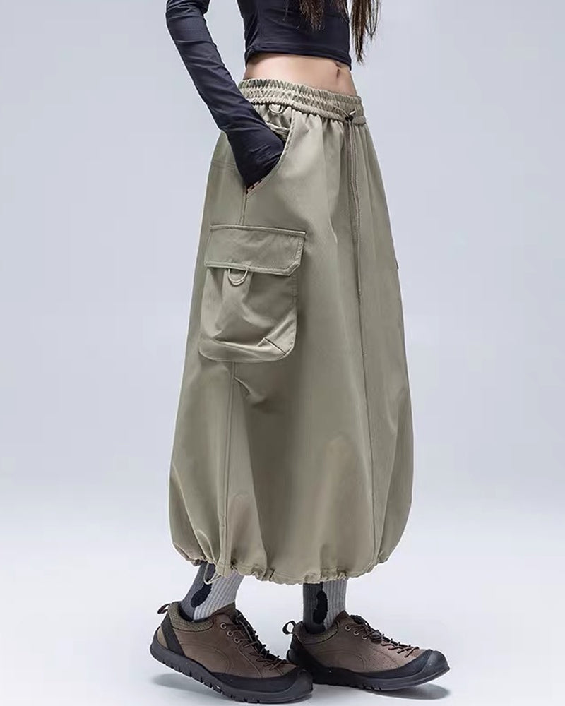 Womens Water-Resistant Cargo A-Line Skirt