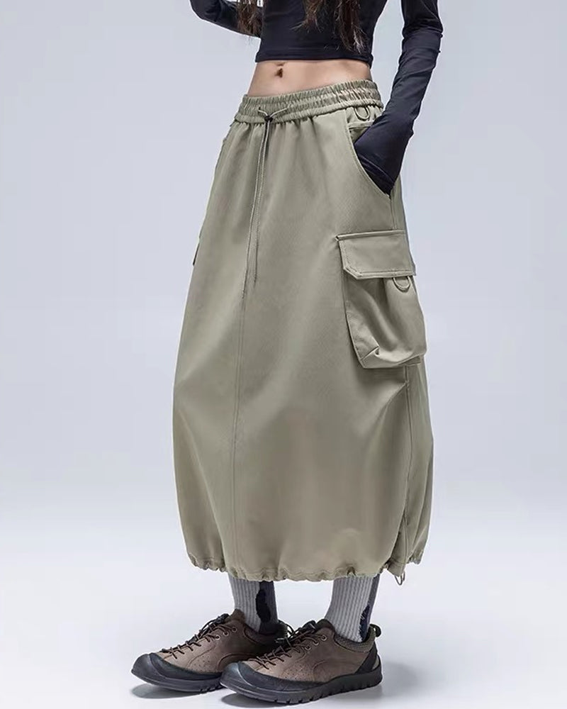 Womens Water-Resistant Cargo A-Line Skirt