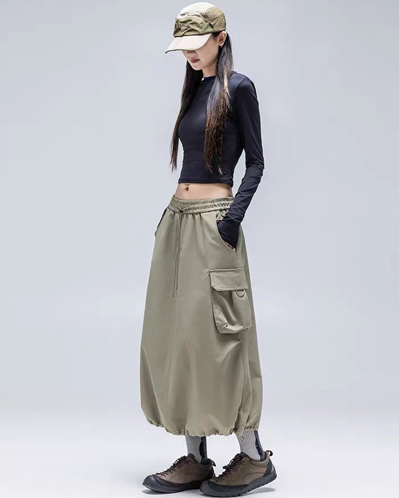 Womens Water-Resistant Cargo A-Line Skirt