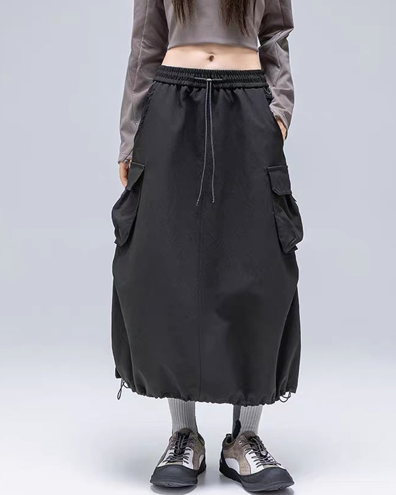 Womens Water-Resistant Cargo A-Line Skirt
