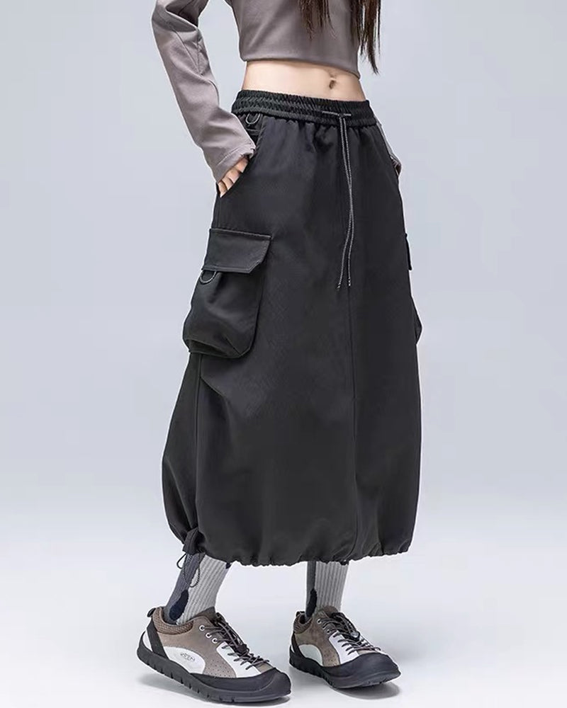 Womens Water-Resistant Cargo A-Line Skirt