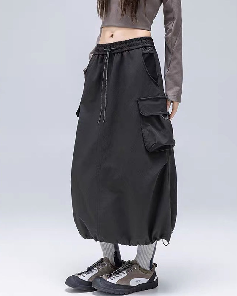 Womens Water-Resistant Cargo A-Line Skirt
