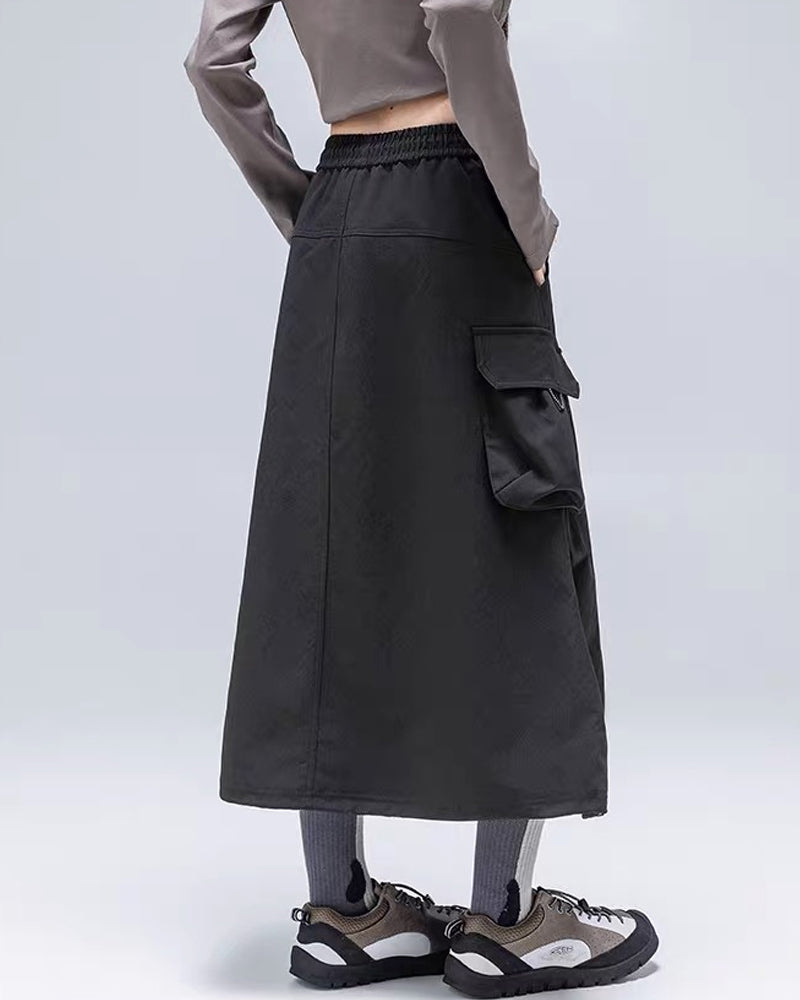Womens Water-Resistant Cargo A-Line Skirt