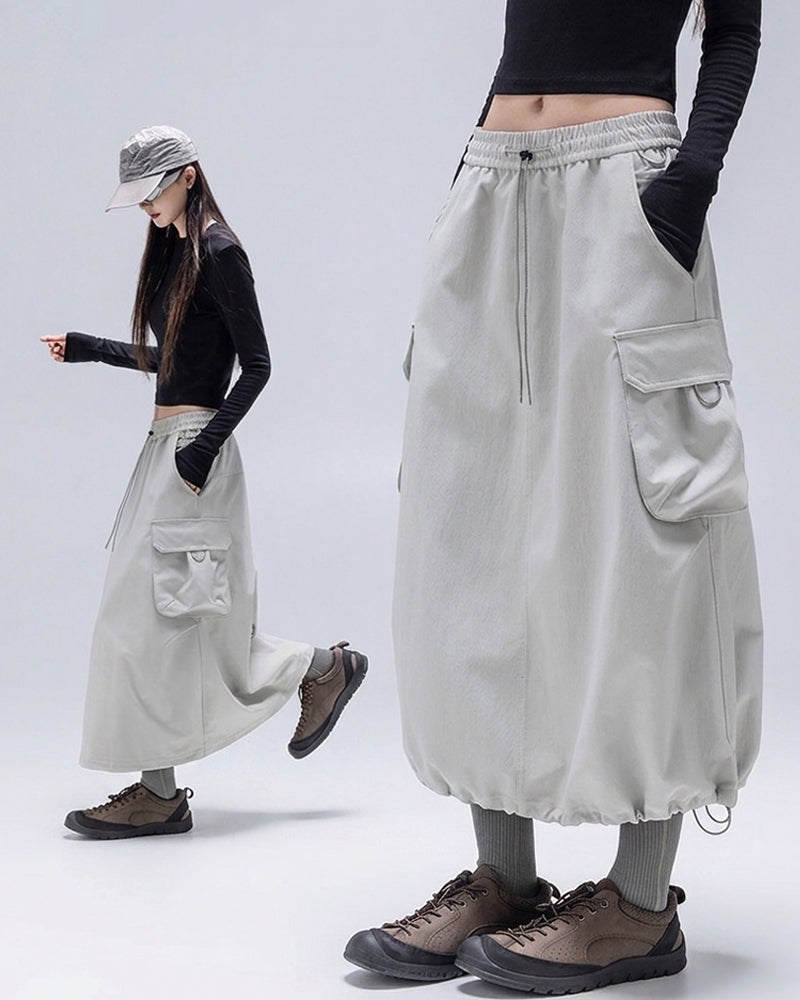 Womens Water-Resistant Cargo A-Line Skirt