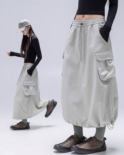 Womens Water-Resistant Cargo A-Line Skirt