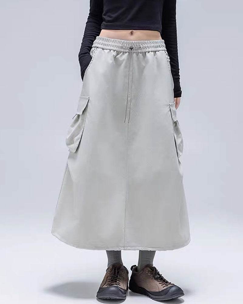 Womens Water-Resistant Cargo A-Line Skirt