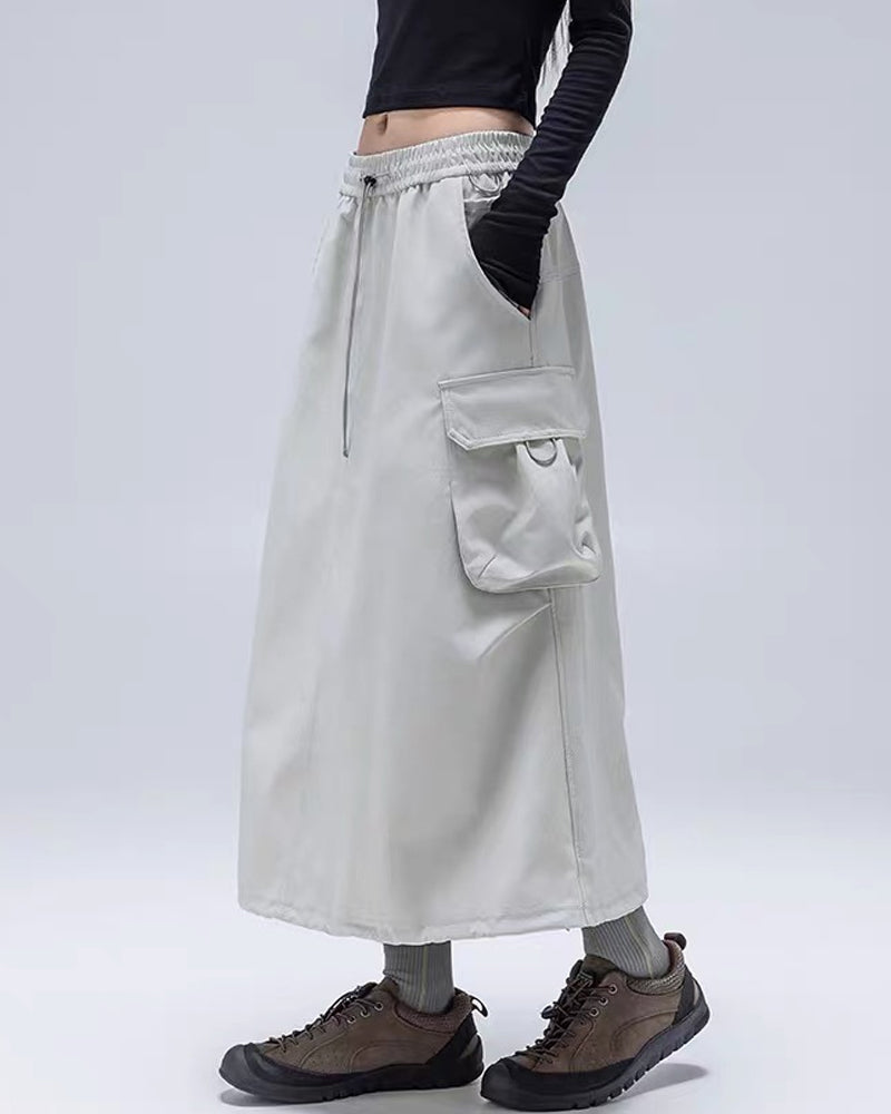 Womens Water-Resistant Cargo A-Line Skirt