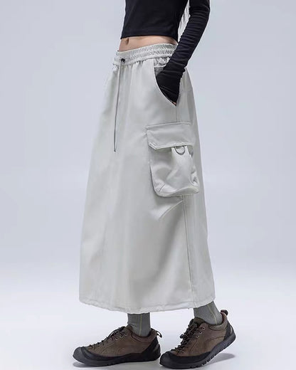 Womens Water-Resistant Cargo A-Line Skirt