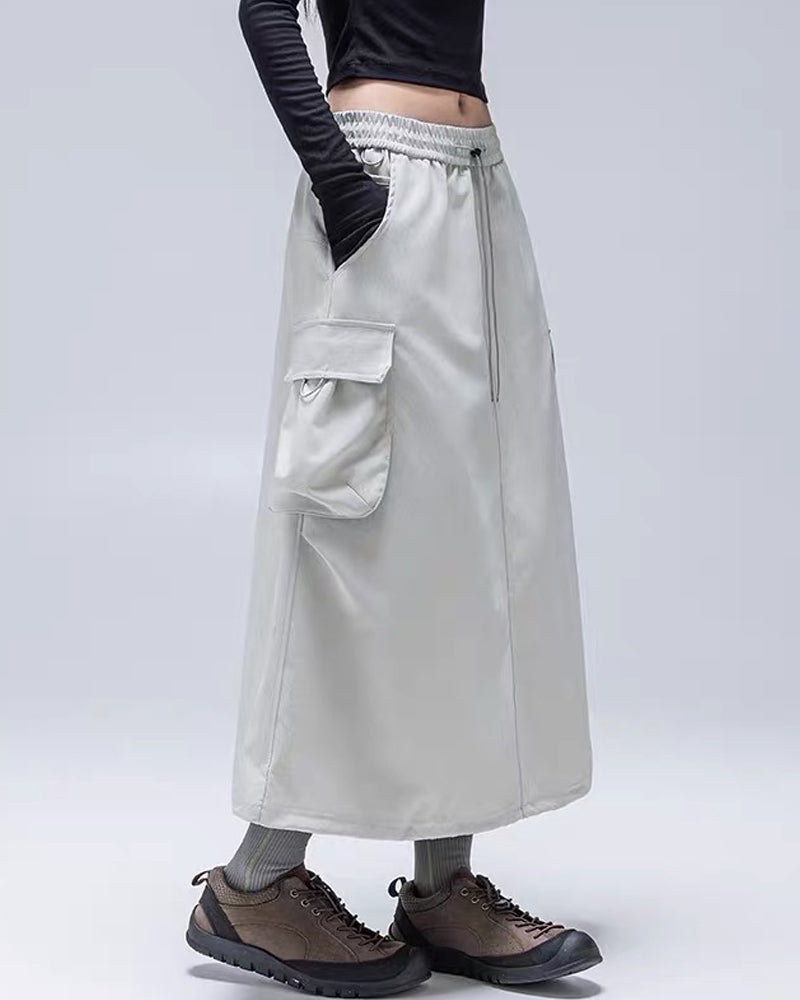 Womens Water-Resistant Cargo A-Line Skirt
