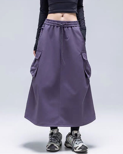 Womens Water-Resistant Cargo A-Line Skirt