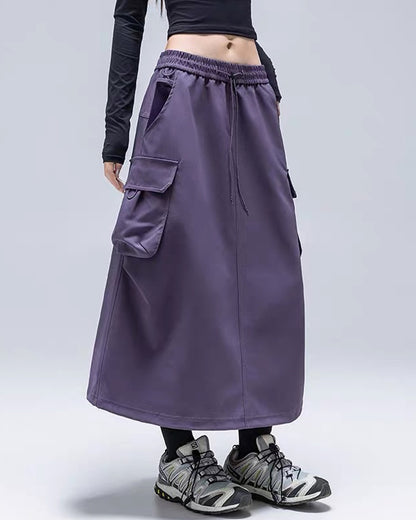 Womens Water-Resistant Cargo A-Line Skirt