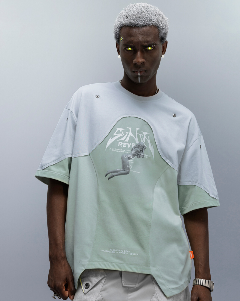 XIPHEVIL Cyberpunk Dream Princess Ice-Cool Mesh Panel T-Shirt