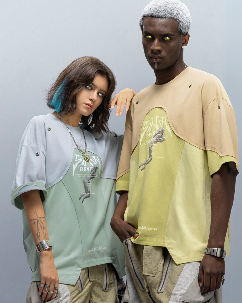 XIPHEVIL Cyberpunk Dream Princess Ice-Cool Mesh Panel T-Shirt