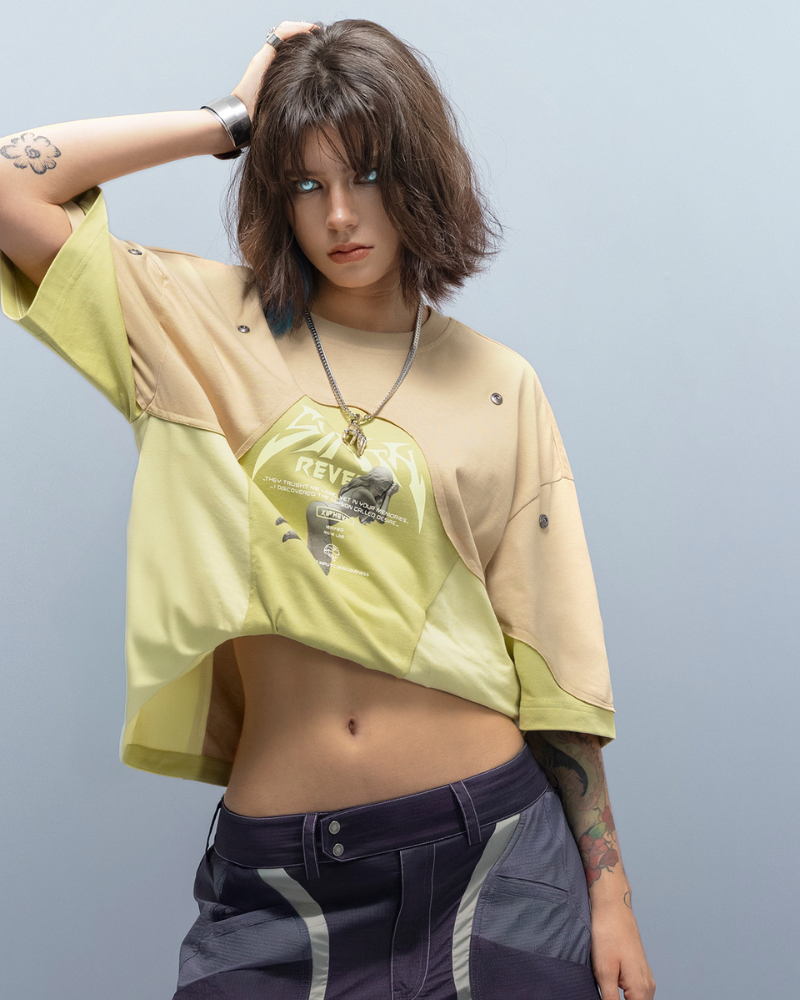 XIPHEVIL Cyberpunk Dream Princess Ice-Cool Mesh Panel T-Shirt