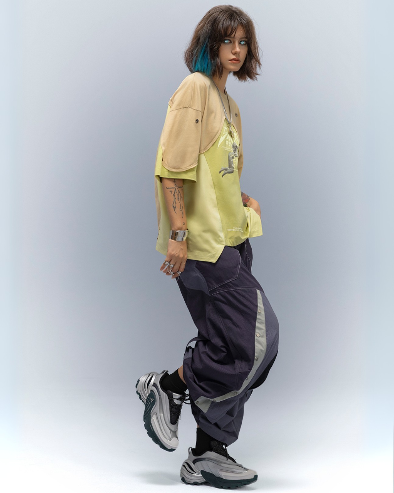 XIPHEVIL Cyberpunk Dream Princess Ice-Cool Mesh Panel T-Shirt