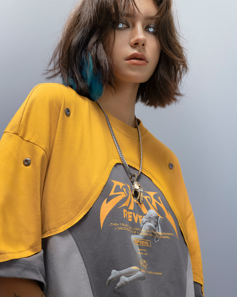 XIPHEVIL Cyberpunk Dream Princess Ice-Cool Mesh Panel T-Shirt