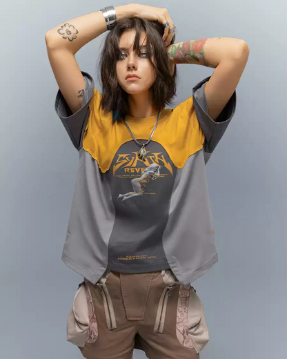 XIPHEVIL Cyberpunk Dream Princess Ice-Cool Mesh Panel T-Shirt