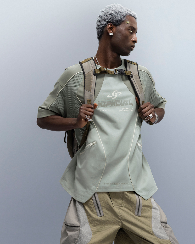 XIPHEVIL Cyberpunk Grid Dreamweave Quick-Dry T-Shirt