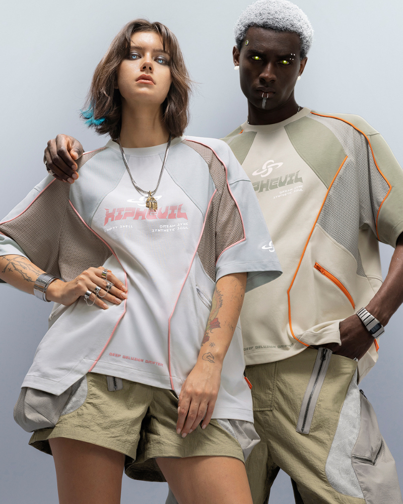 XIPHEVIL Cyberpunk Grid Dreamweave Quick-Dry T-Shirt