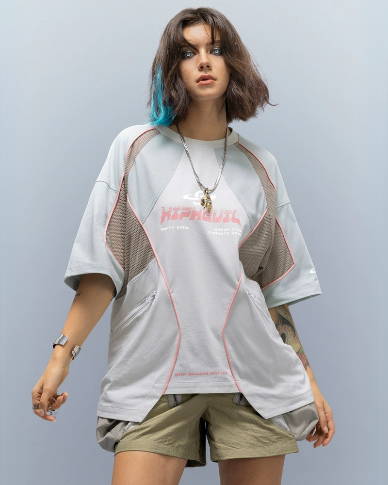 XIPHEVIL Cyberpunk Grid Dreamweave Quick-Dry T-Shirt