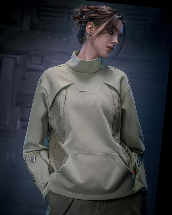 XIPHEVIL Cyberpunk Outfits Cotton Unisex Turtleneck Pullover Sweatshirt