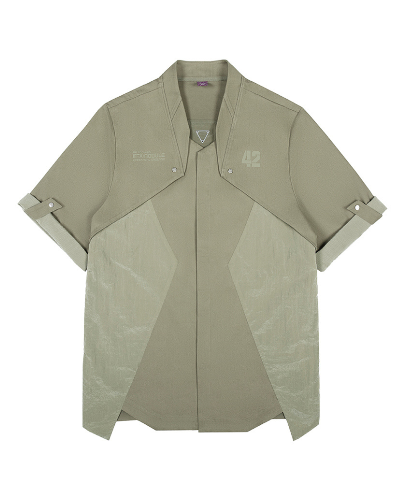 XIPHEVIL Cyberpunk Outfits Military Style Short Sleeve Shirt