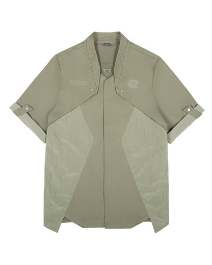 XIPHEVIL Cyberpunk Outfits Military Style Short Sleeve Shirt