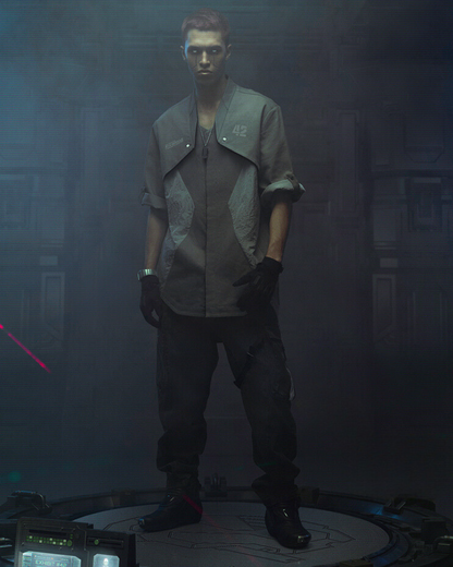 XIPHEVIL Cyberpunk Outfits Military Style Short Sleeve Shirt