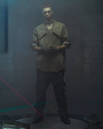 XIPHEVIL Cyberpunk Outfits Military Style Short Sleeve Shirt