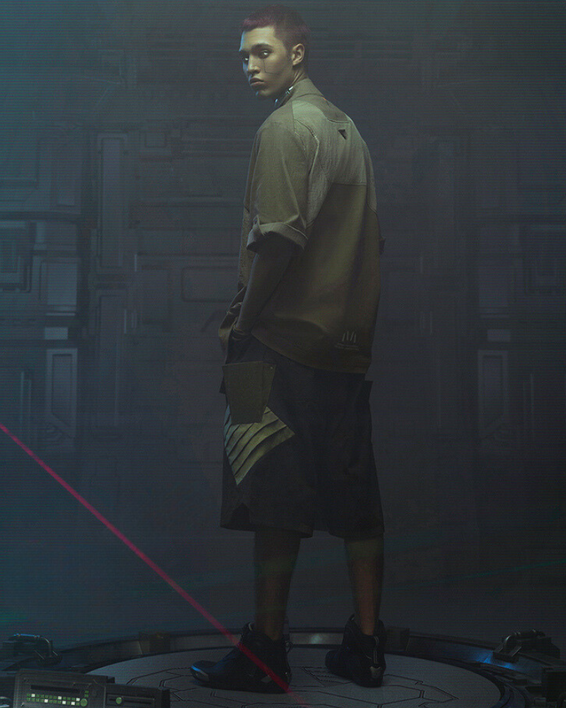 XIPHEVIL Cyberpunk Outfits Military Style Short Sleeve Shirt