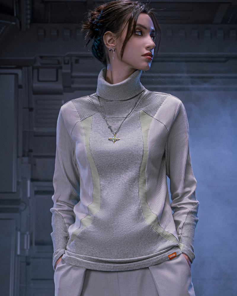 XIPHEVIL Cyberpunk Outfits Unisex Turtleneck Sweatshirt